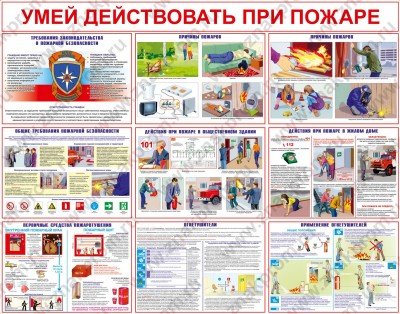 Плакаты Умей действовать при пожаре